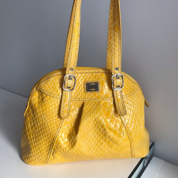 NWOT Maxx New York Yellow Faux Croc Hobo Spring Summer Bag - Picture 15 of 16